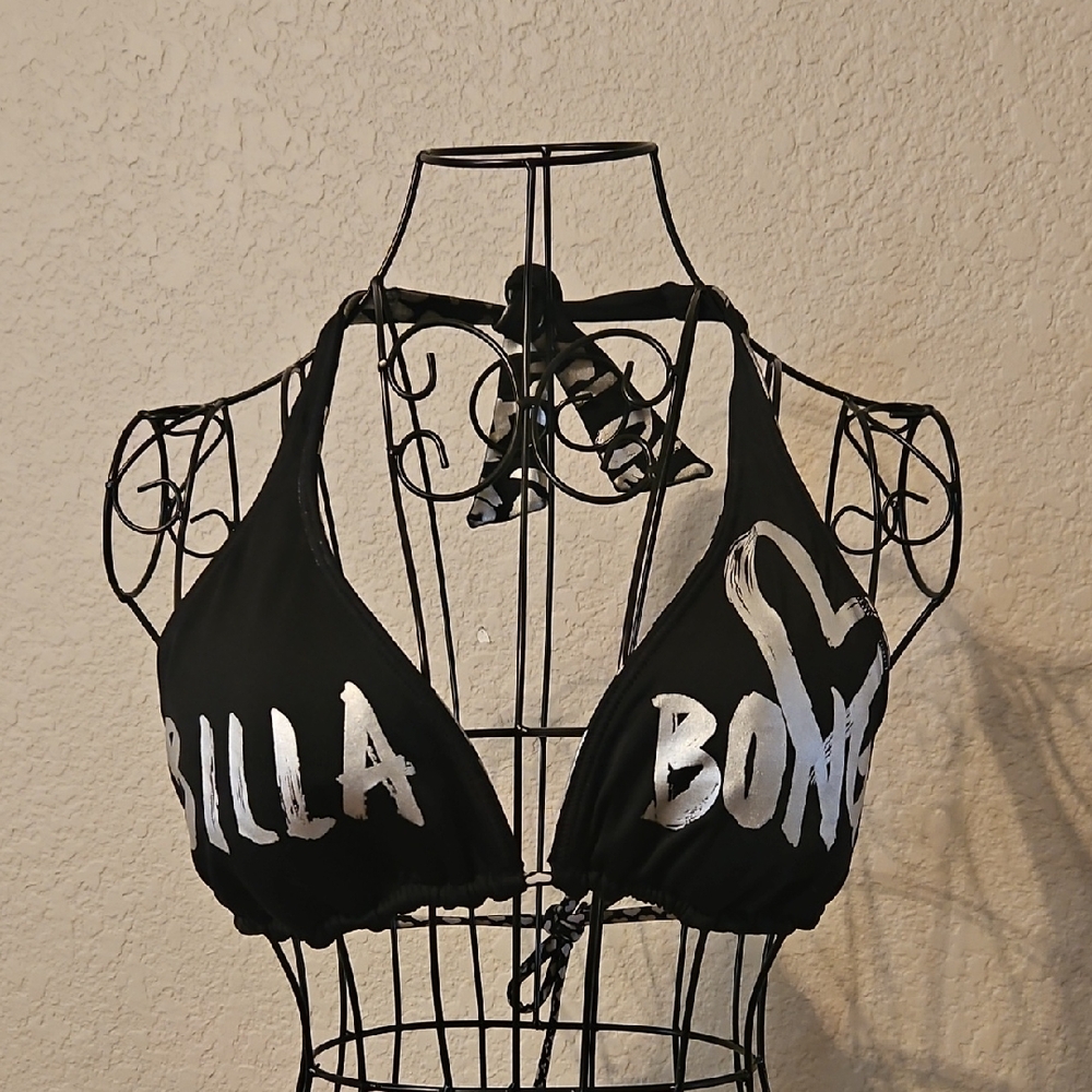 Billabong Black and White Bikini Top